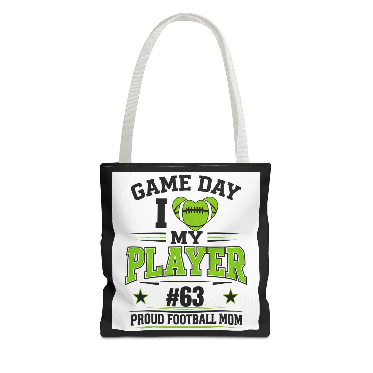 Tote Bag — "Game Day I  My Player #63" Proud Football Mom Tote