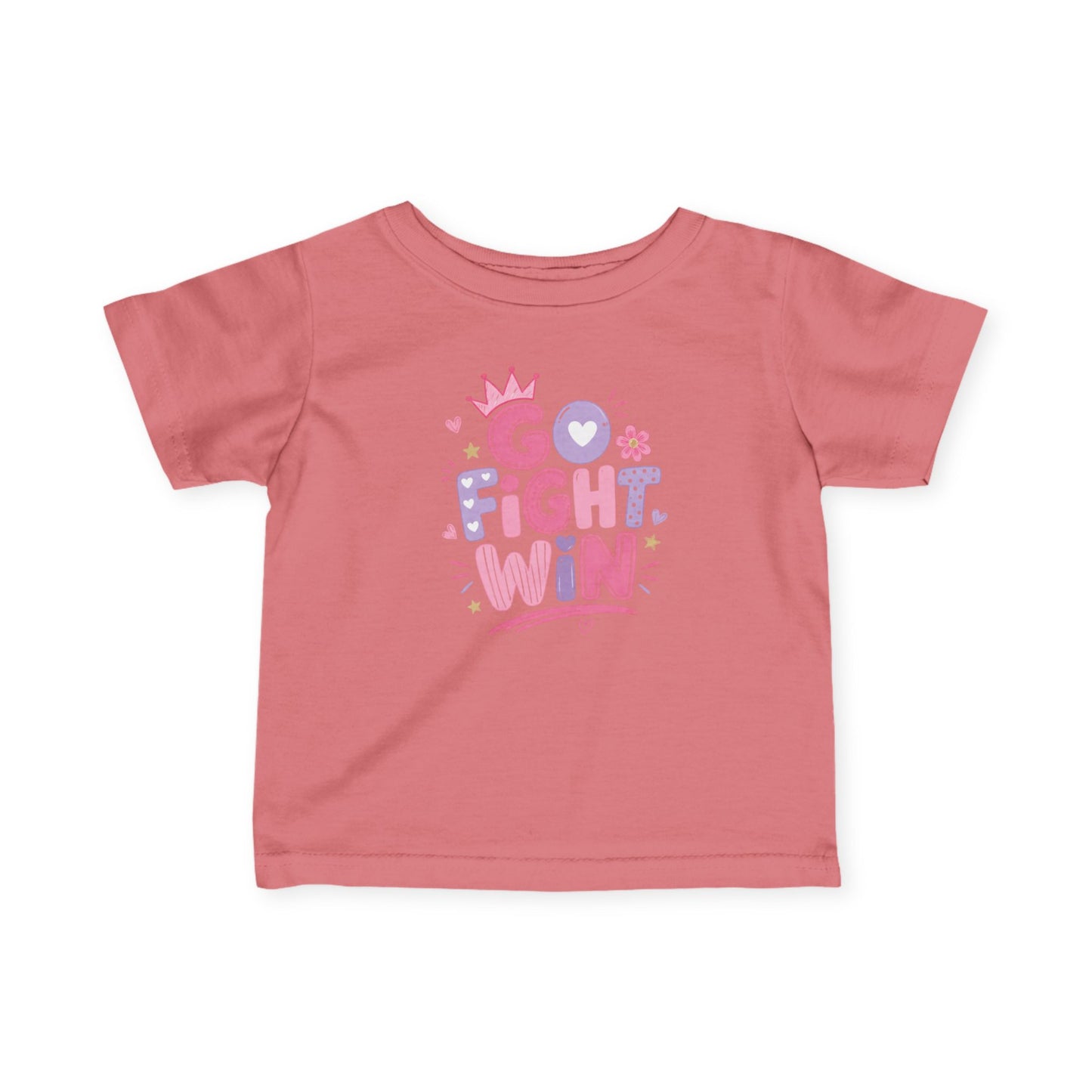 Infant Girls Tee - "Go Fight Win" Motivational Baby Shirt (Sports Fan, Team Spirit)