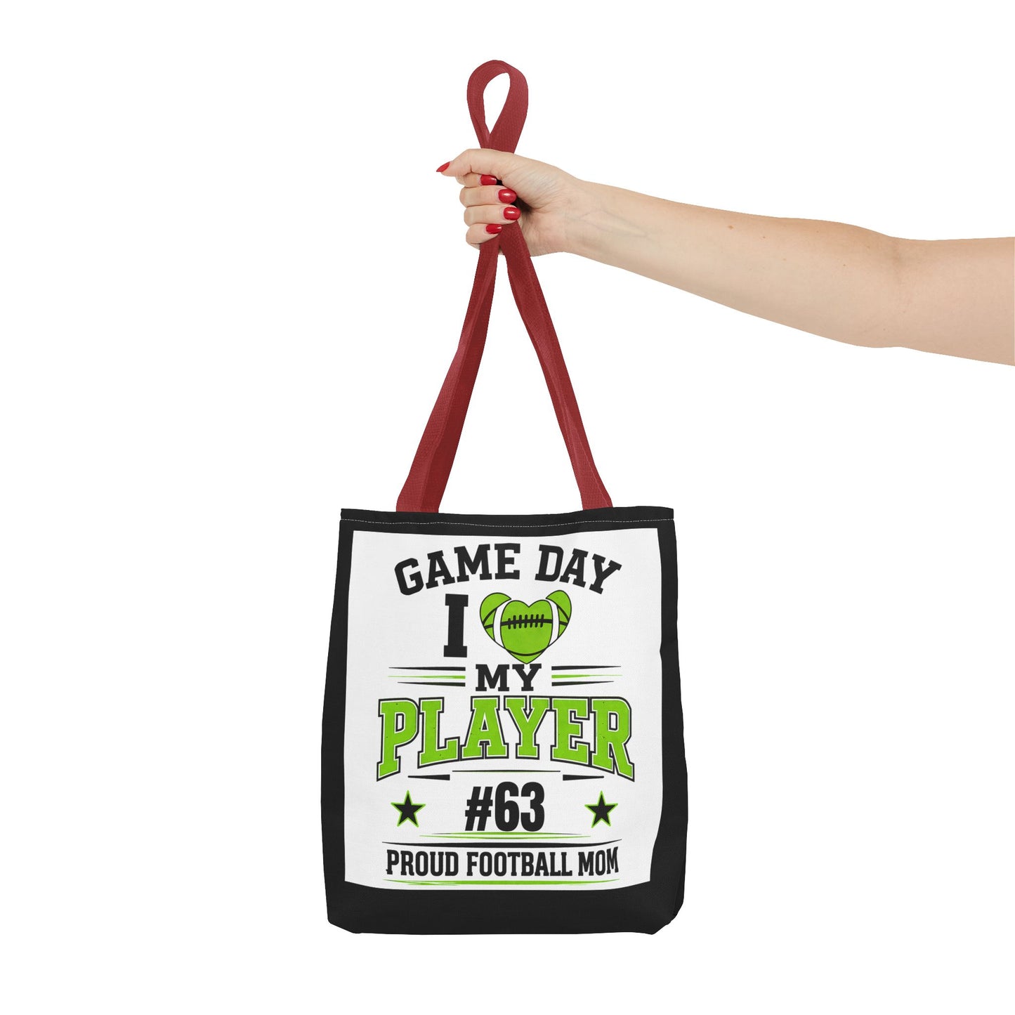 Tote Bag — "Game Day I  My Player #63" Proud Football Mom Tote