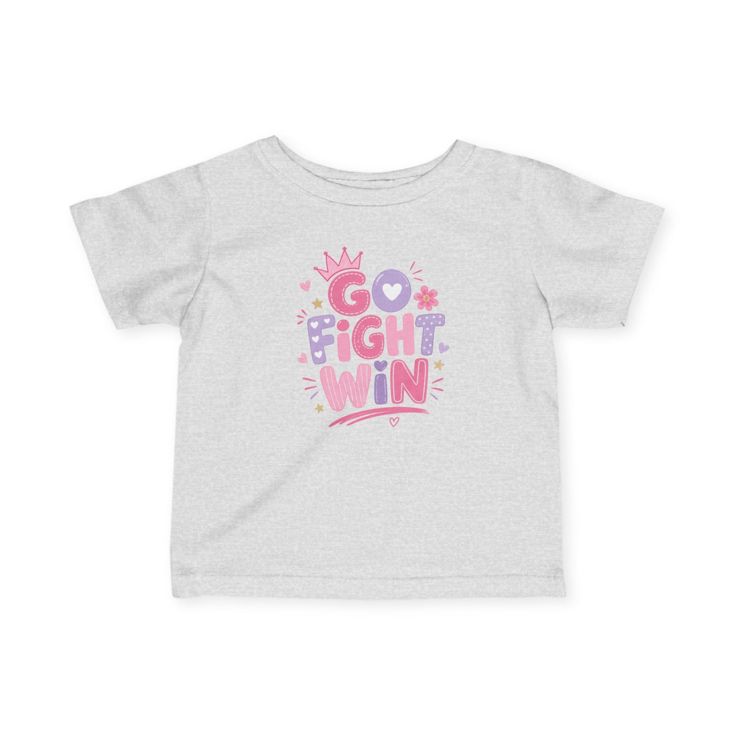 Infant Girls Tee - "Go Fight Win" Motivational Baby Shirt (Sports Fan, Team Spirit)