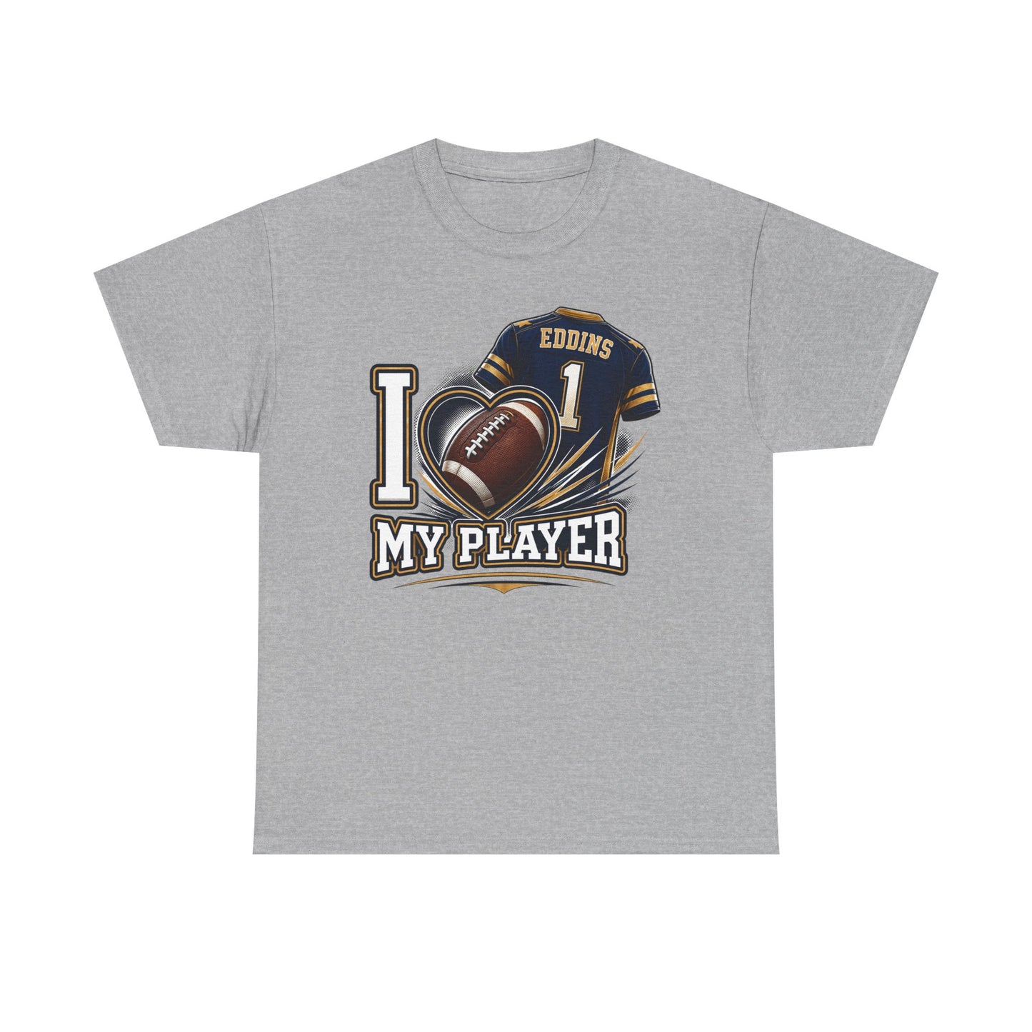 Custom Football Shirt – I Love My Player Tee – Personalized Jersey Name & Number Shirt – Game Day Shirt – Sports Fan Gift