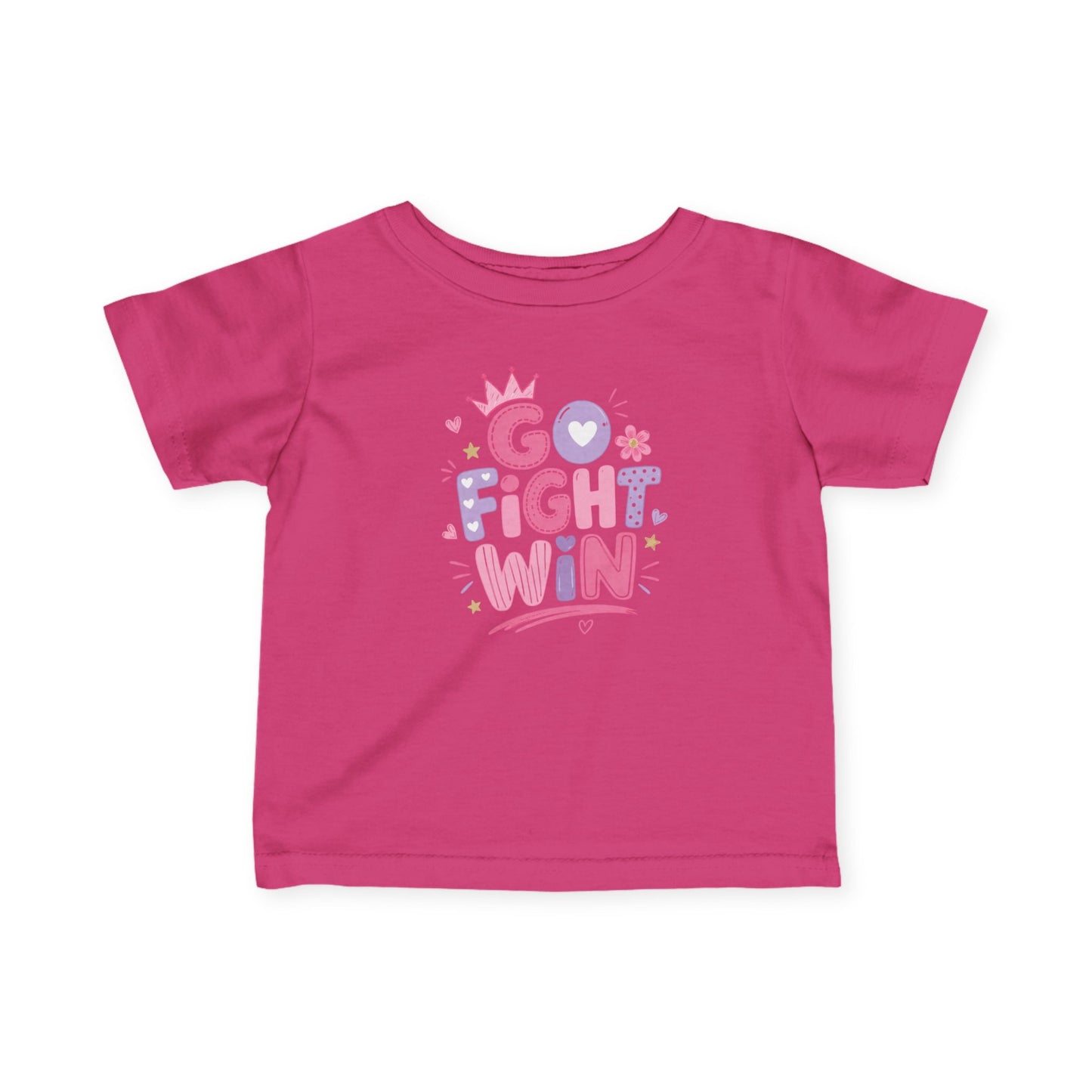 Infant Girls Tee - "Go Fight Win" Motivational Baby Shirt (Sports Fan, Team Spirit)