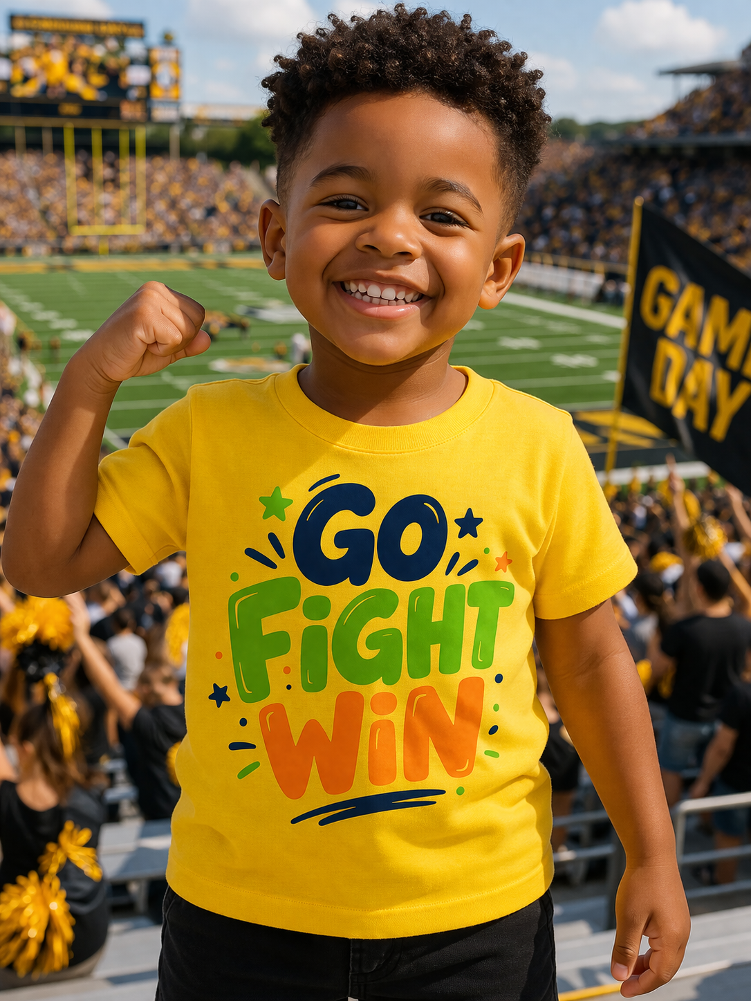 Infant Tee - "Go Fight Win" Motivational Baby Shirt (Sports Fan, Team Spirit)