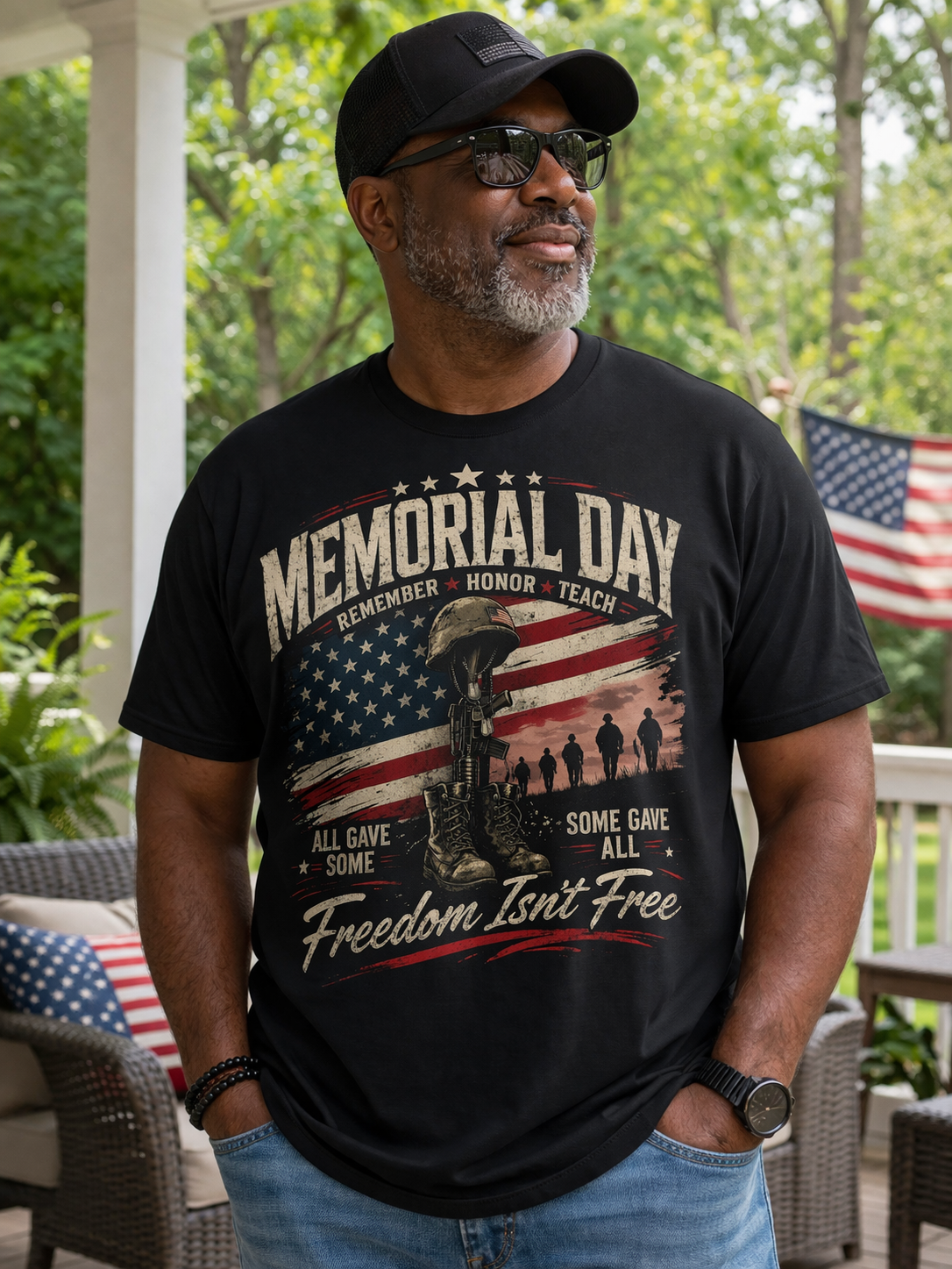 Memorial Day Shirt | Freedom Isn’t Free Tee | Patriotic Veteran Tribute Shirt | USA Flag Graphic Tee