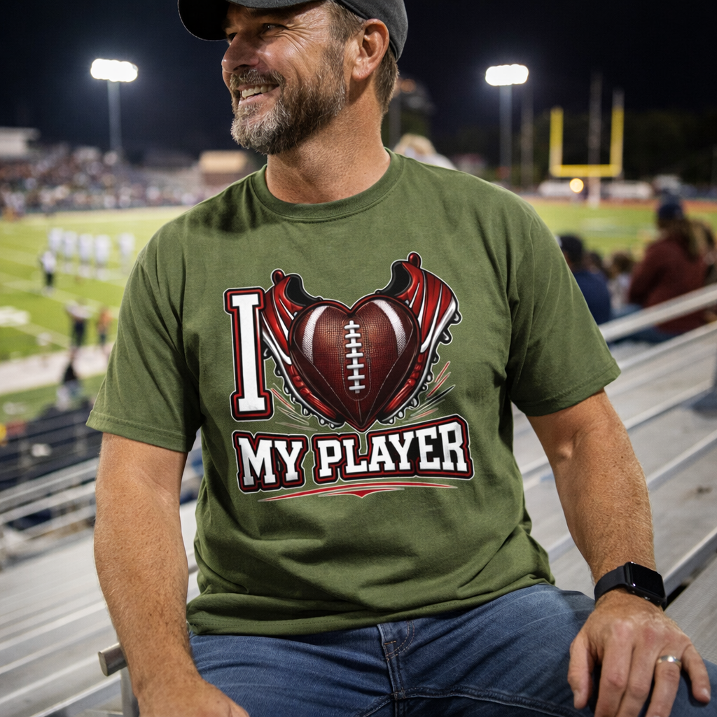 I Love My Player Football Tee — Personalized Back Name