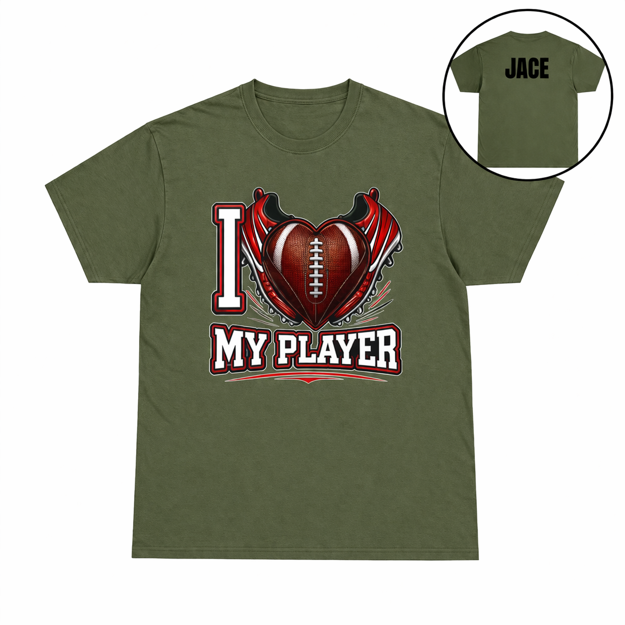 I Love My Player Football Tee — Personalized Back Name