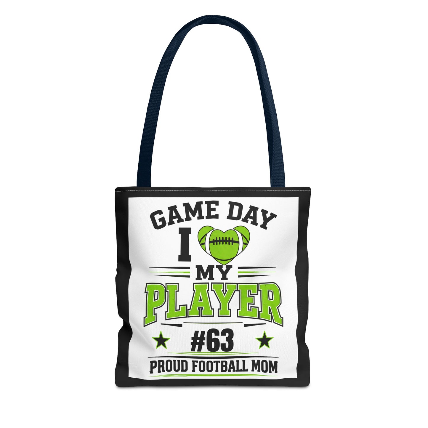 Tote Bag — "Game Day I  My Player #63" Proud Football Mom Tote