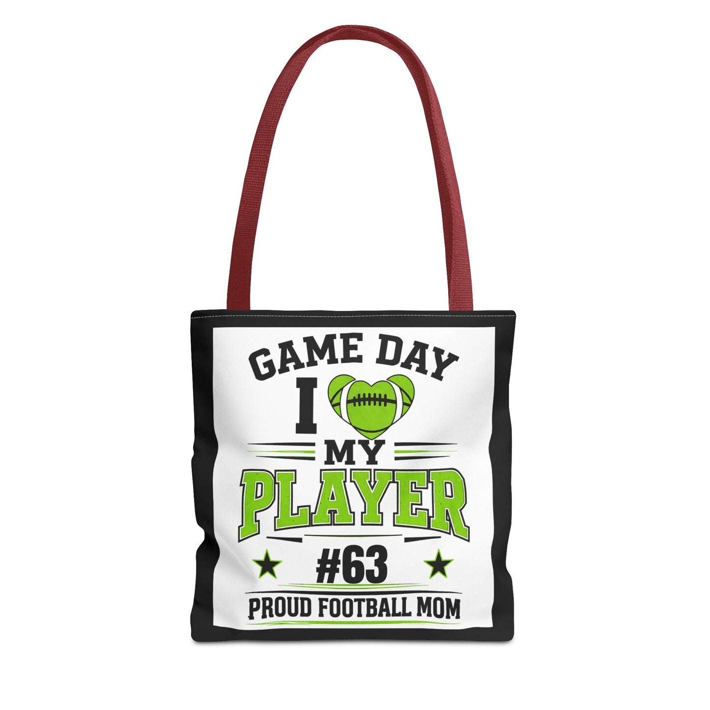 Tote Bag — "Game Day I  My Player #63" Proud Football Mom Tote