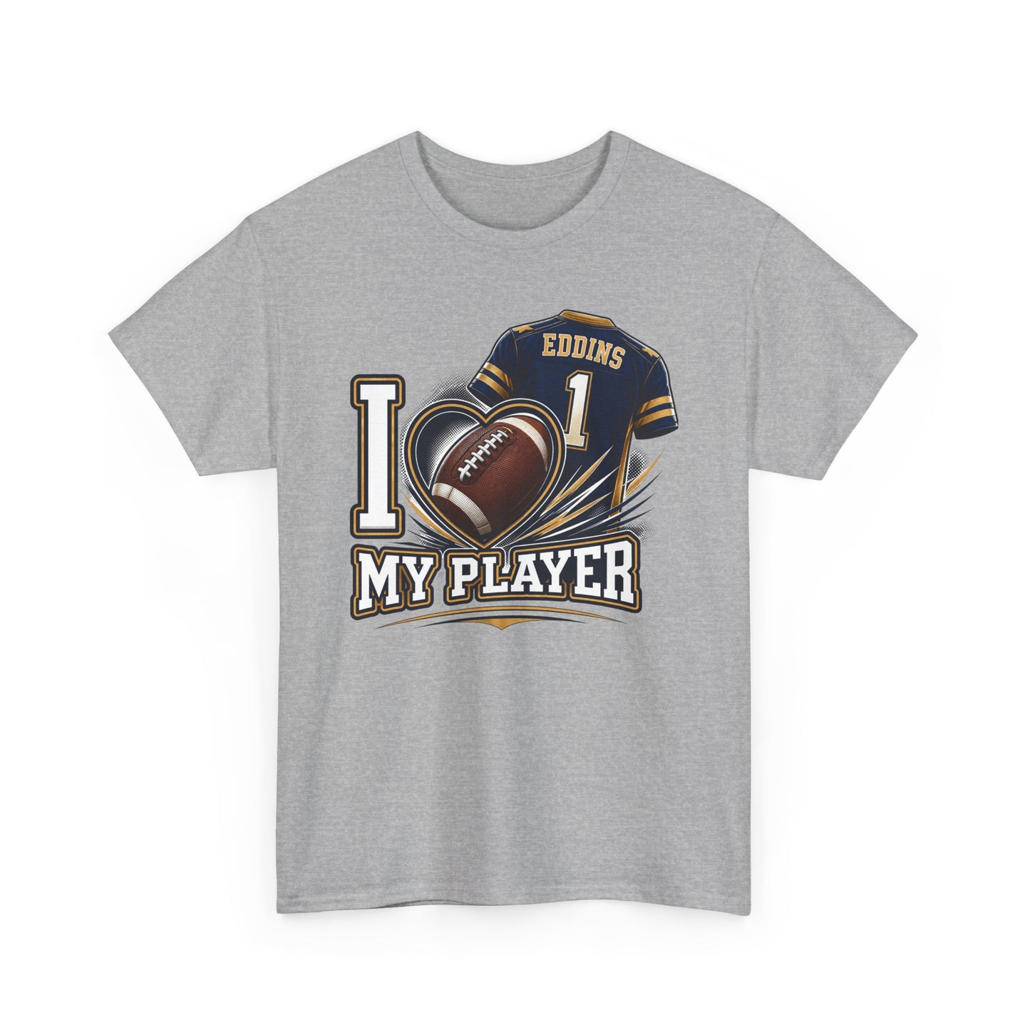 Custom Football Shirt – I Love My Player Tee – Personalized Jersey Name & Number Shirt – Game Day Shirt – Sports Fan Gift