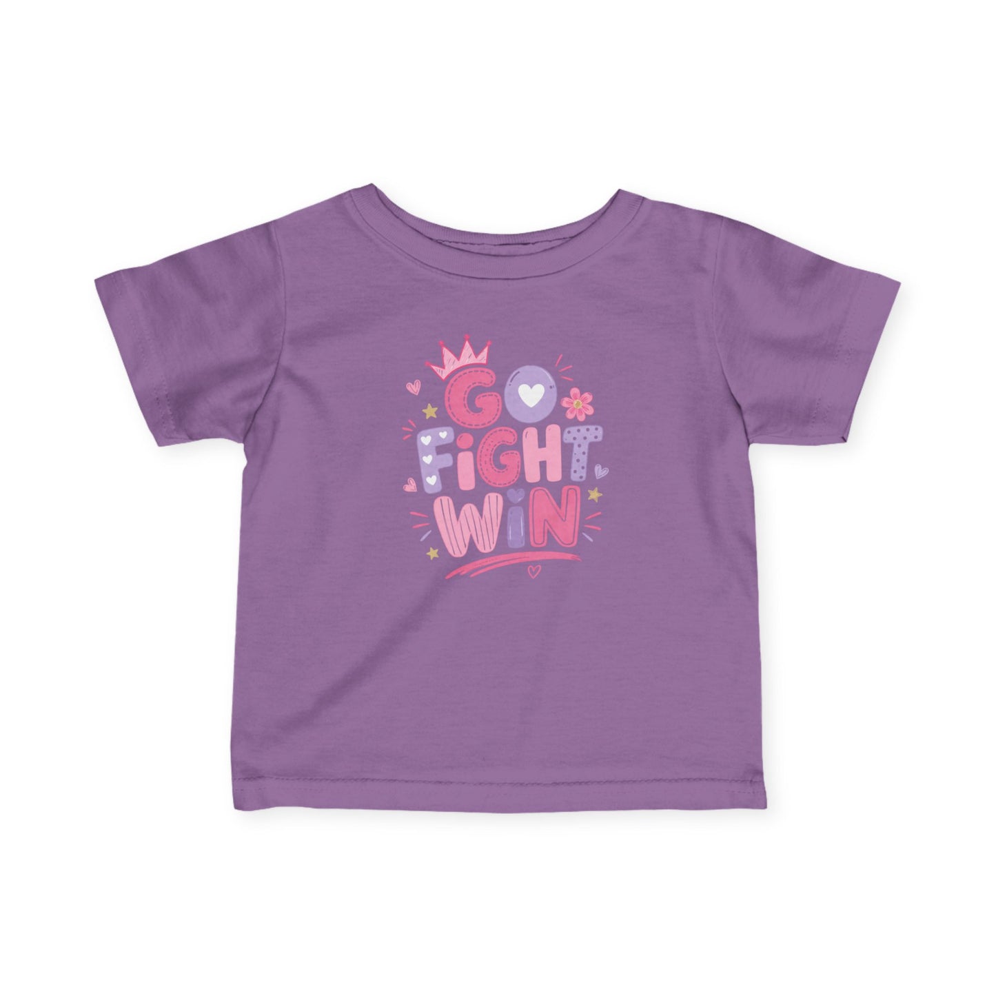 Infant Girls Tee - "Go Fight Win" Motivational Baby Shirt (Sports Fan, Team Spirit)