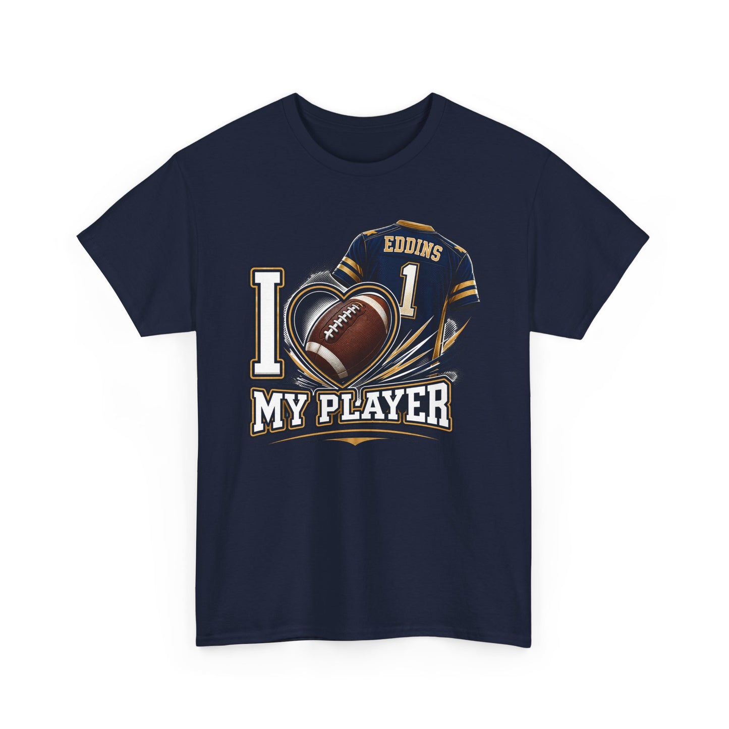 Custom Football Shirt – I Love My Player Tee – Personalized Jersey Name & Number Shirt – Game Day Shirt – Sports Fan Gift