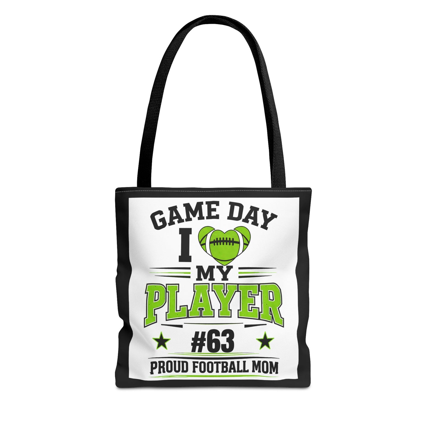 Tote Bag — "Game Day I  My Player #63" Proud Football Mom Tote